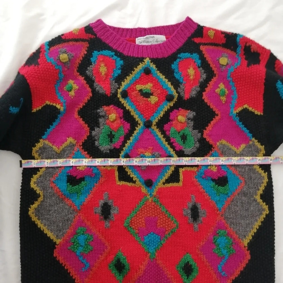 NWT Vintage Hand Made René Derhy Paris Wool Blend Embroidered Knit Sweater Small - Picture 14 of 16